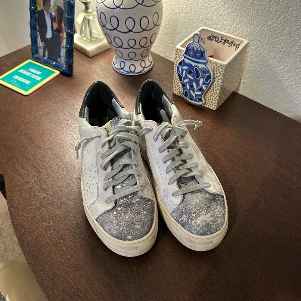 Stylish White and Gray Sneakers